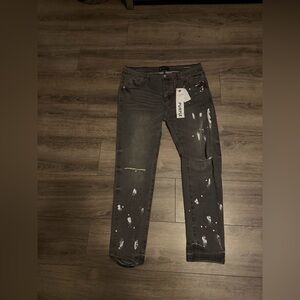 Men's Slim Fit Distressed Jeans in Charcoal